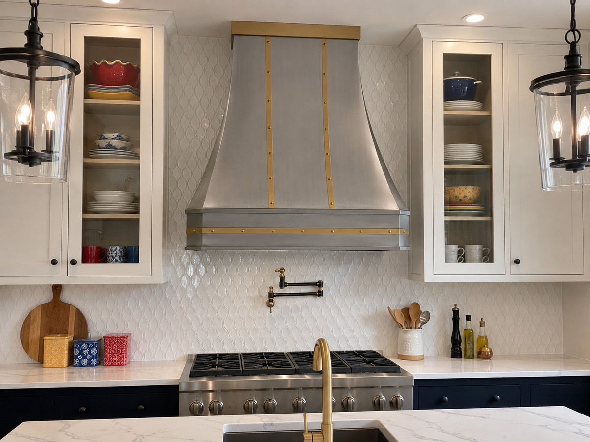 Fobest Classic Modern Stainless Steel Range Hood with Brass Decors FSS-711