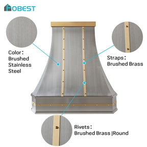 Fobest Classic Modern Stainless Steel Range Hood with Brass Decors FSS-711