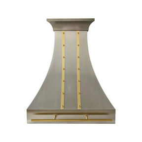 Fobest Classic Stainless Steel Range Hood with Brushed Brass Straps FSS-740