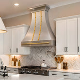 Fobest Classic Stainless Steel Range Hood with Brushed Brass Straps FSS-740