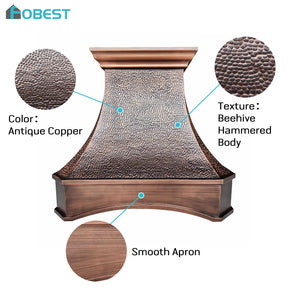 Fobest Copper Range Hood with Heavy Hammer Finish FCP-140
