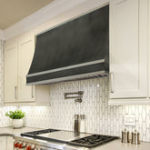 Fobest Curved Dark Zinc Range Hood with Stainless Steel Straps FSS-656