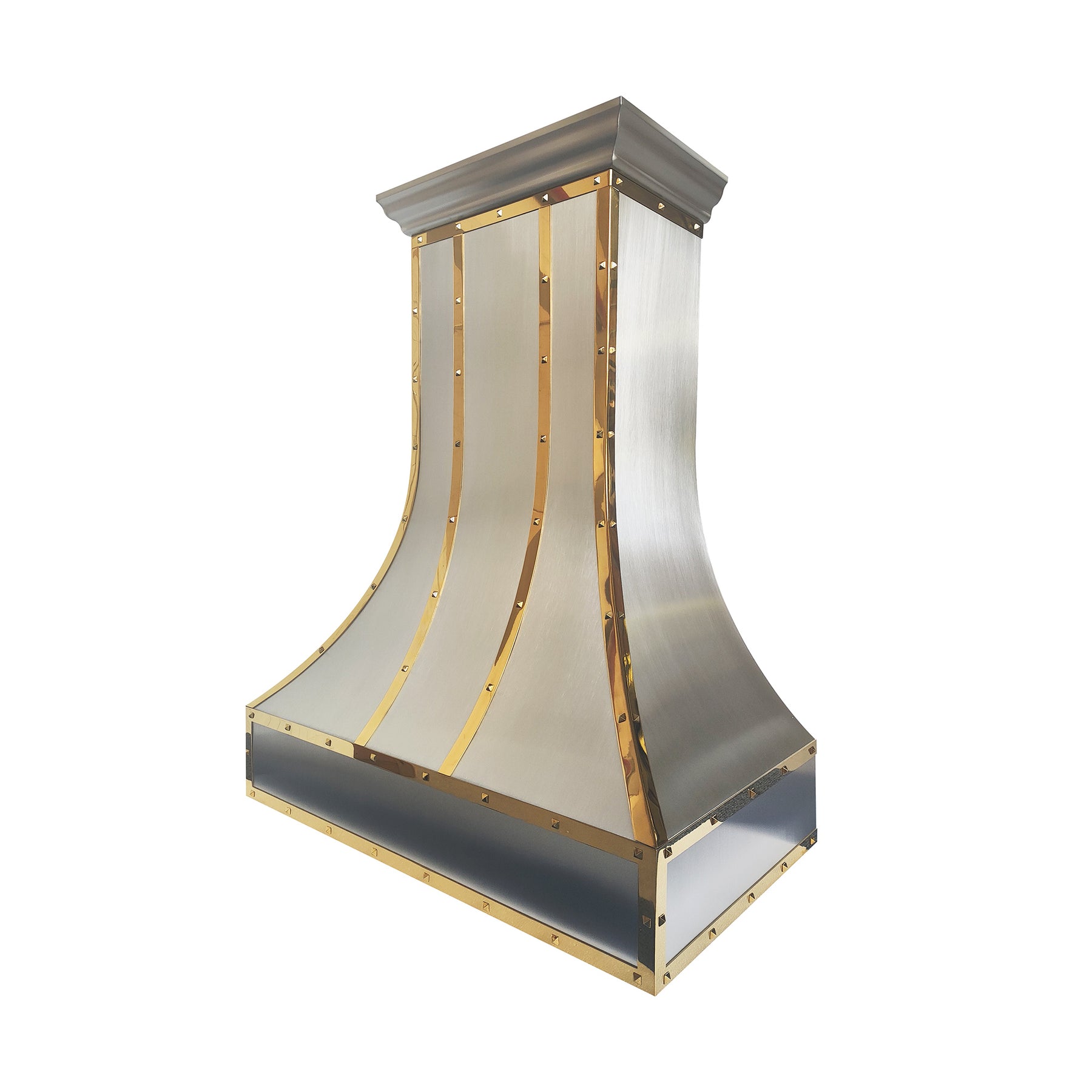 Fobest Curved Stainless Steel Range Hood with Polished Brass Straps FSS-743