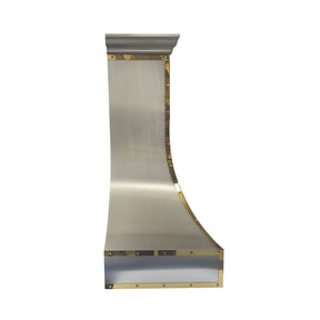 Fobest Curved Stainless Steel Range Hood with Polished Brass Straps FSS-743