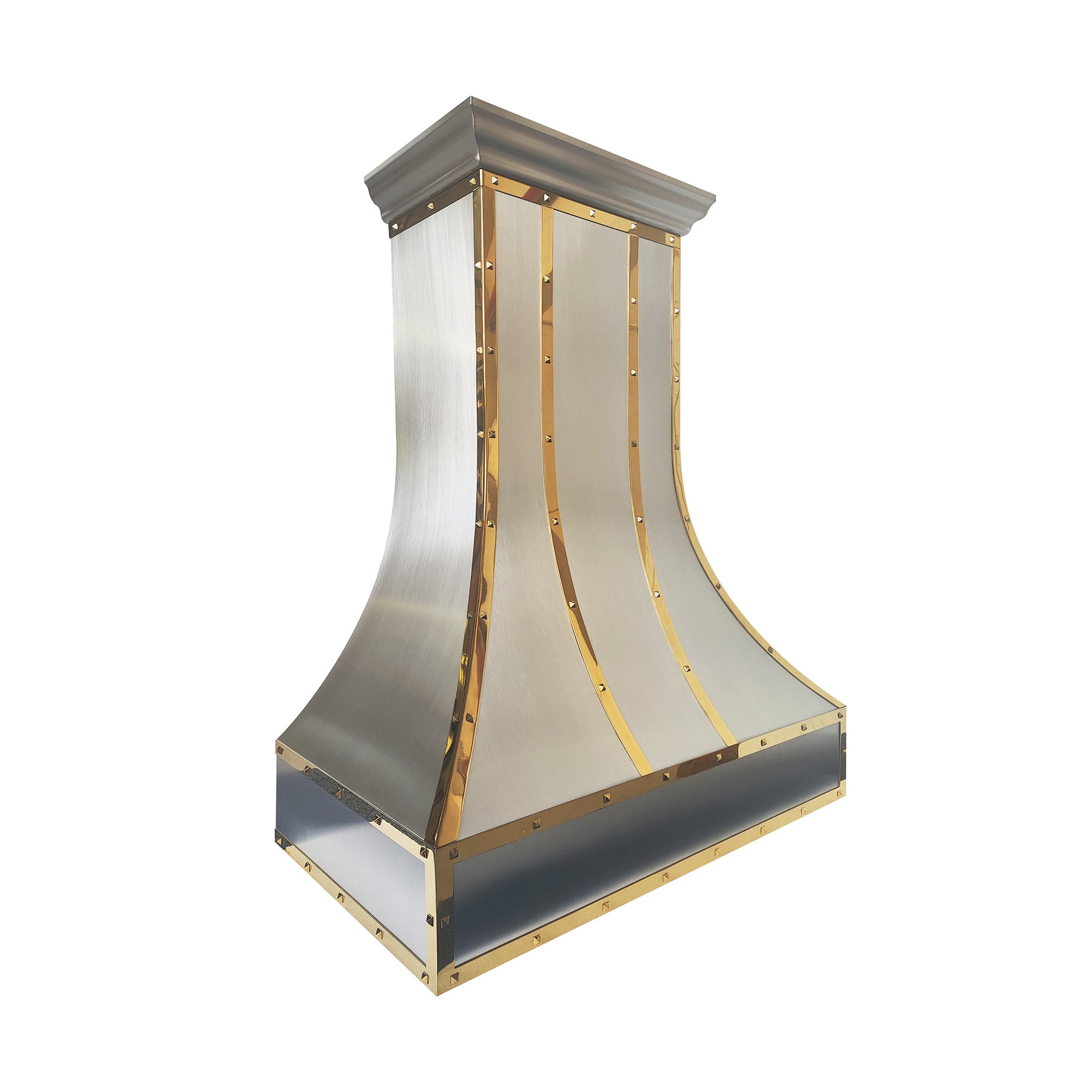 Fobest Curved Stainless Steel Range Hood with Polished Brass Straps FSS-743