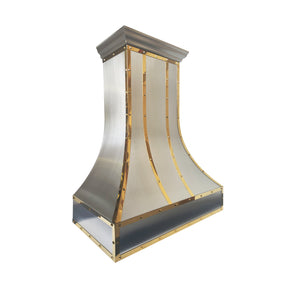 Fobest Curved Stainless Steel Range Hood with Polished Brass Straps FSS-743