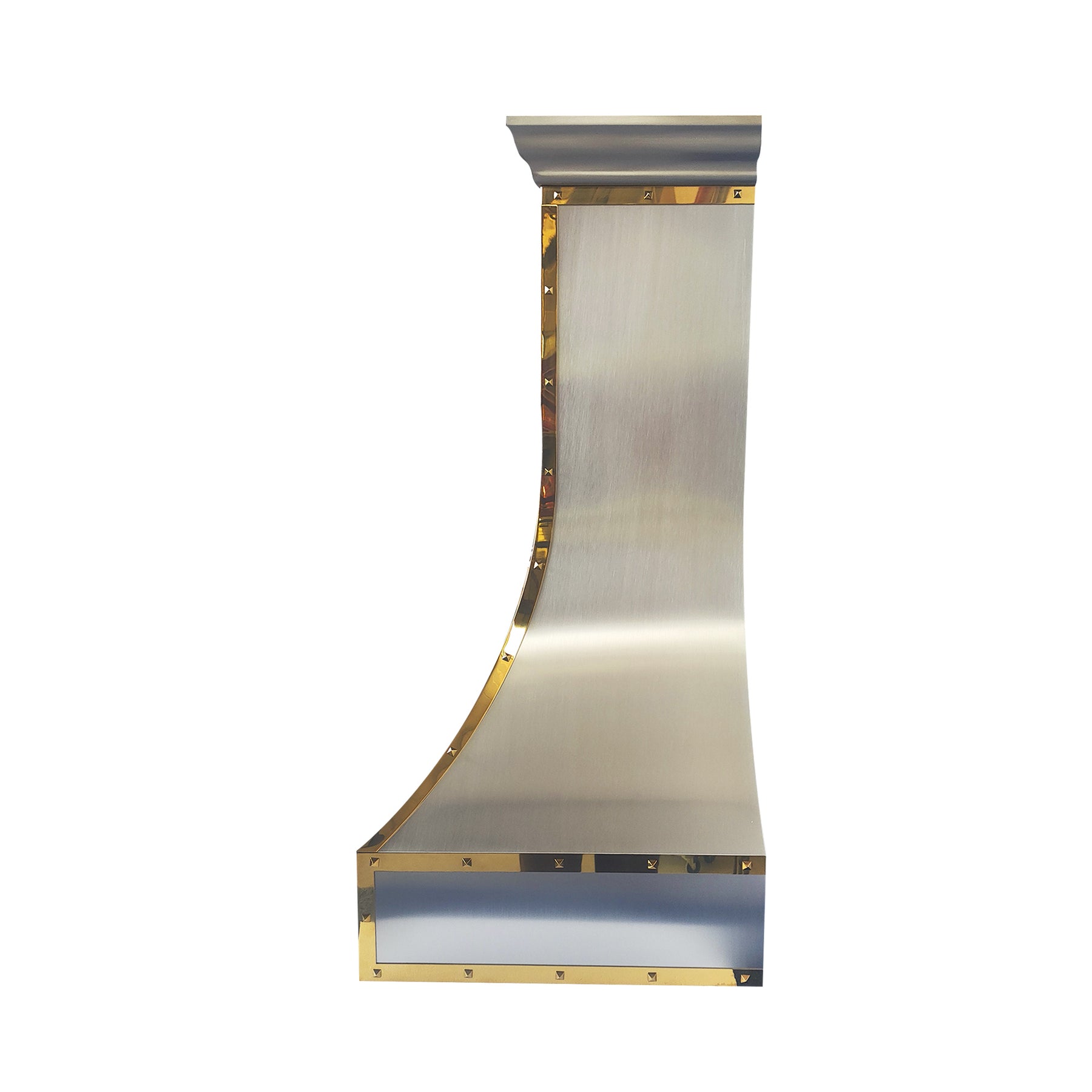 Fobest Curved Stainless Steel Range Hood with Polished Brass Straps FSS-743