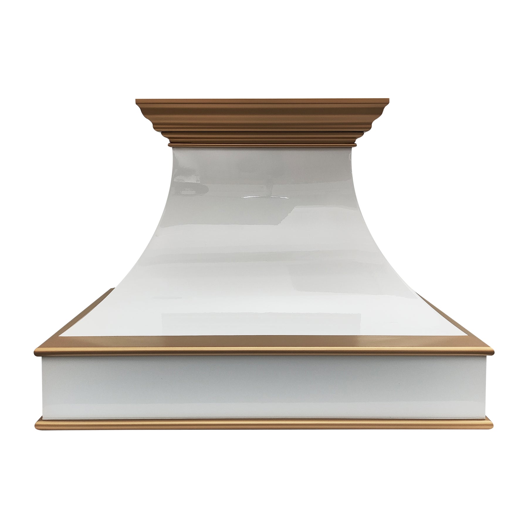 Fobest Curved White Stainless Steel Range Hood with Brass Crown and Trim FSS-378