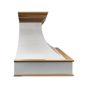 Fobest Curved White Stainless Steel Range Hood with Brass Crown and Trim FSS-378