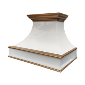 Fobest Curved White Stainless Steel Range Hood with Brass Crown and Trim FSS-378