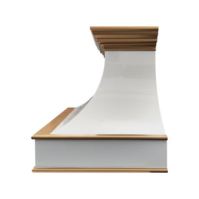 Fobest Curved White Stainless Steel Range Hood with Brass Crown and Trim FSS-378