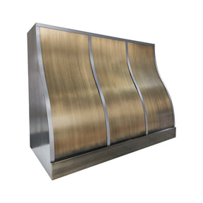 Fobest Custom Aged Brass Range Hood with Natural Zinc Straps FSS-647