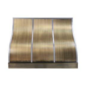 Fobest Custom Aged Brass Range Hood with Natural Zinc Straps FSS-647