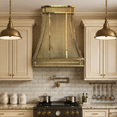 Fobest Custom Aged Brass Range Hood with Polished Brass Accents FSS-683