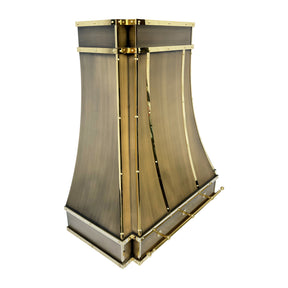 Fobest Custom Aged Brass Range Hood with Polished Brass Accents FSS-683