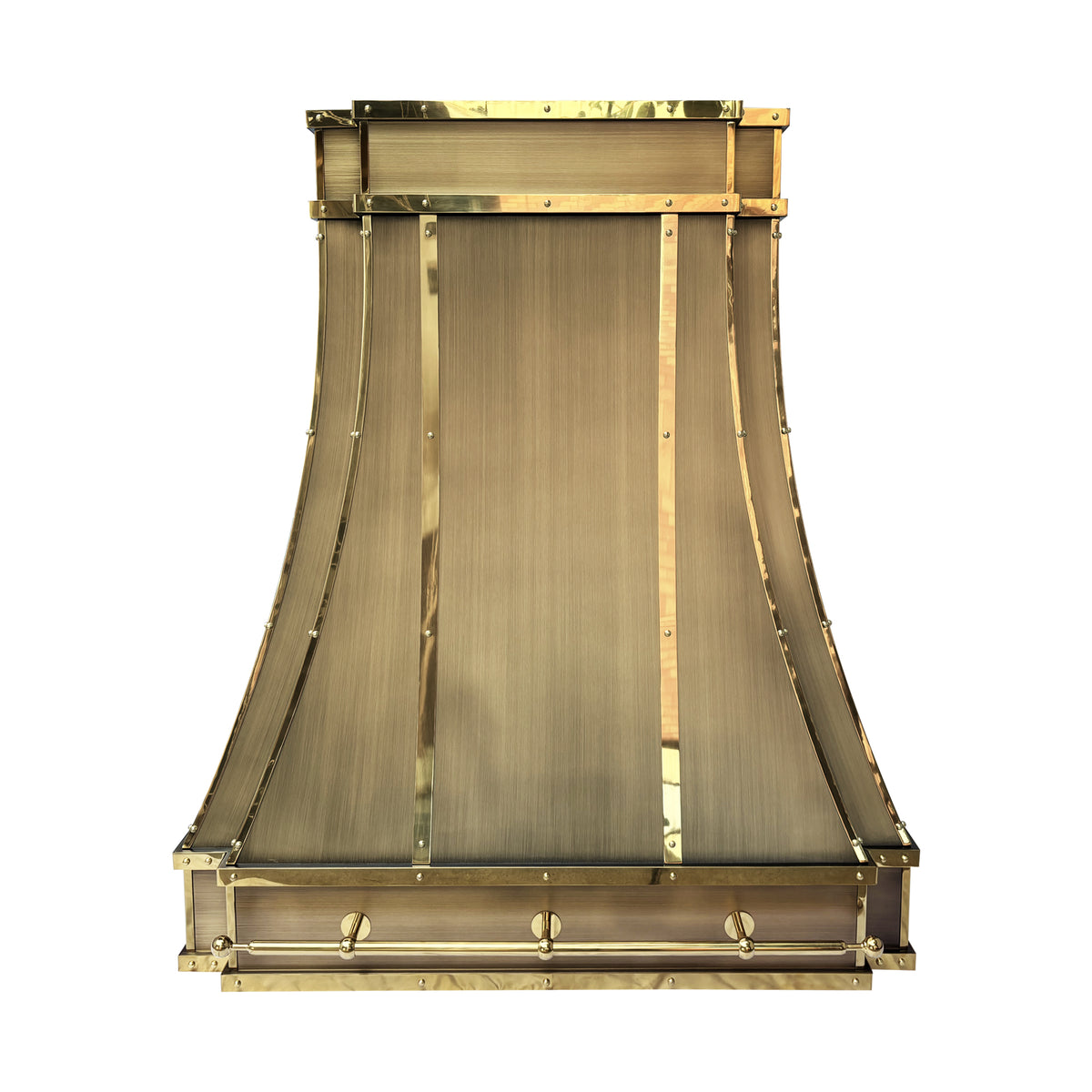 Fobest Custom Aged Brass Range Hood with Polished Brass Accents FSS-683