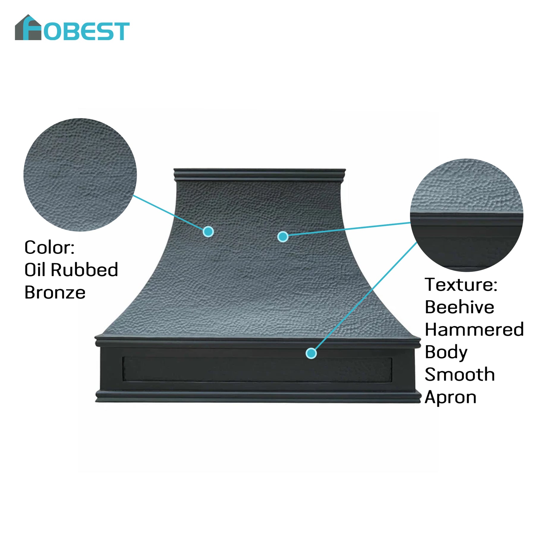 Fobest Custom Copper Range Hood with Frame Apron FCP-135