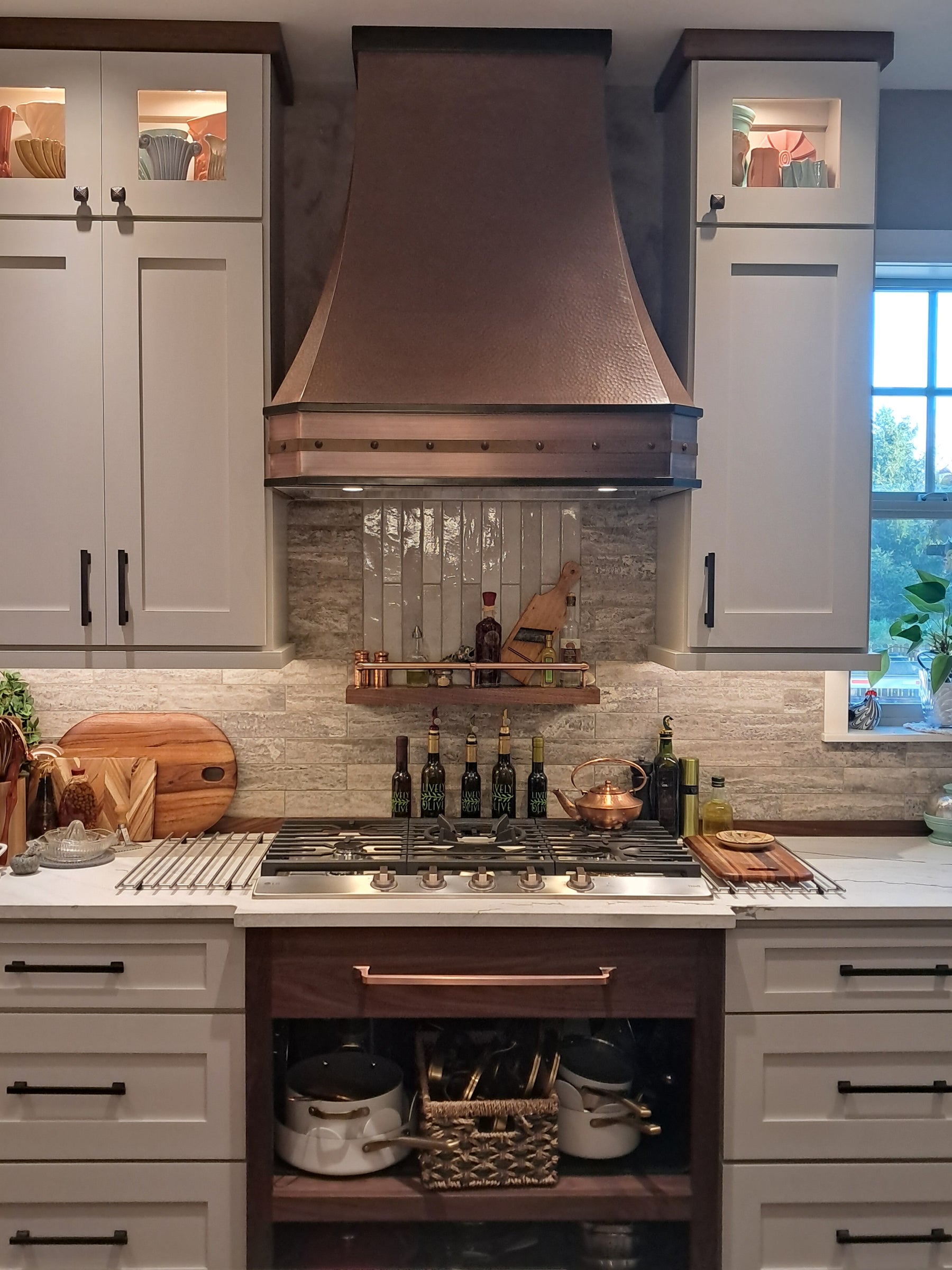 Fobest Custom Antique Copper Range Hood with Crown FCP-205