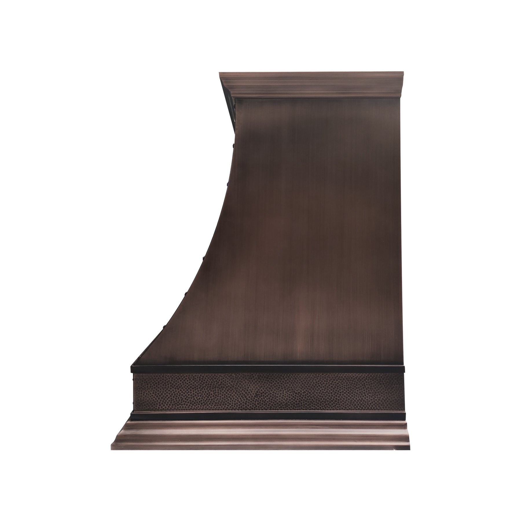 Fobest Custom Antique Copper Range Hood with Dark Copper Straps FCP-347