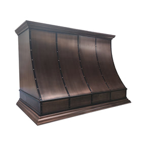 Fobest Custom Antique Copper Range Hood with Dark Copper Straps FCP-347