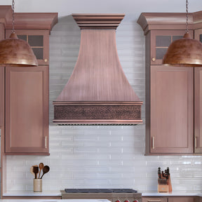 Fobest Custom Antique Copper Range Hood with Hammered Apron FCP-357
