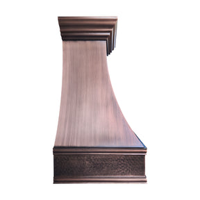 Fobest Custom Antique Copper Range Hood with Hammered Apron FCP-357