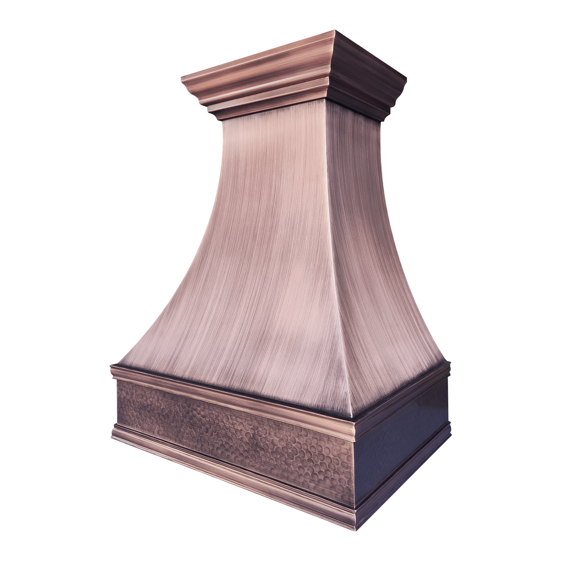 Fobest Custom Antique Copper Range Hood with Hammered Apron FCP-357