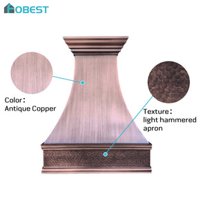 Fobest Custom Antique Copper Range Hood with Hammered Apron FCP-357