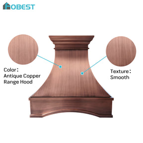 Fobest Custom Arched Copper Range Hood with Top Trim FCP-360