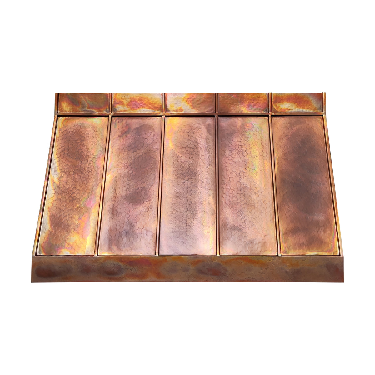 Fobest Custom Artisan Hammered Fire Copper Range Hood with Sloped Design FCP-352