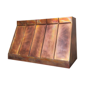 Fobest Custom Artisan Hammered Fire Copper Range Hood with Sloped Design FCP-352