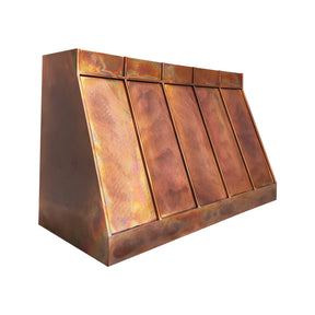 Fobest Custom Artisan Hammered Fire Copper Range Hood with Sloped Design FCP-352