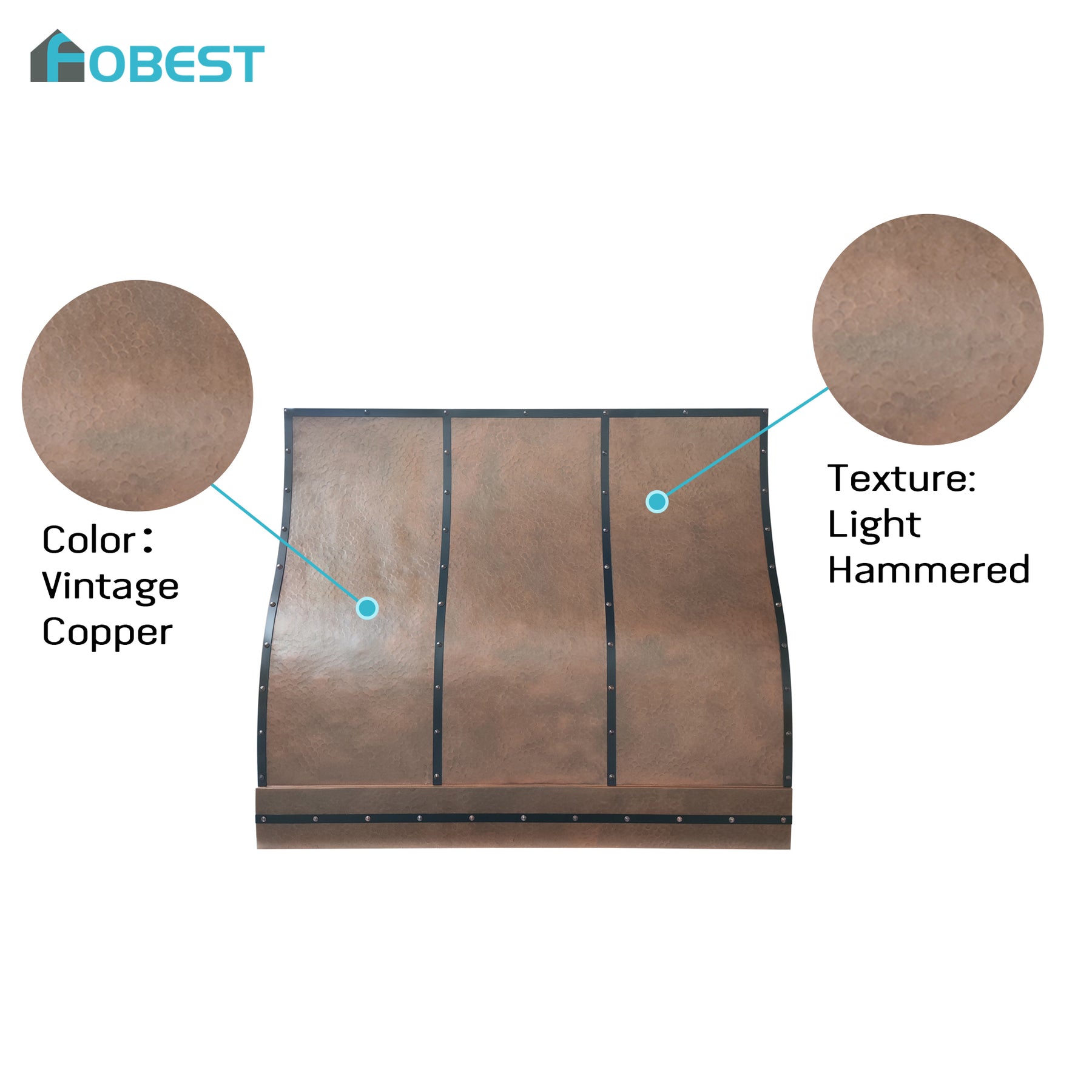 Fobest Custom Barrel Vintage Copper Range Hood with Straps FCP-388