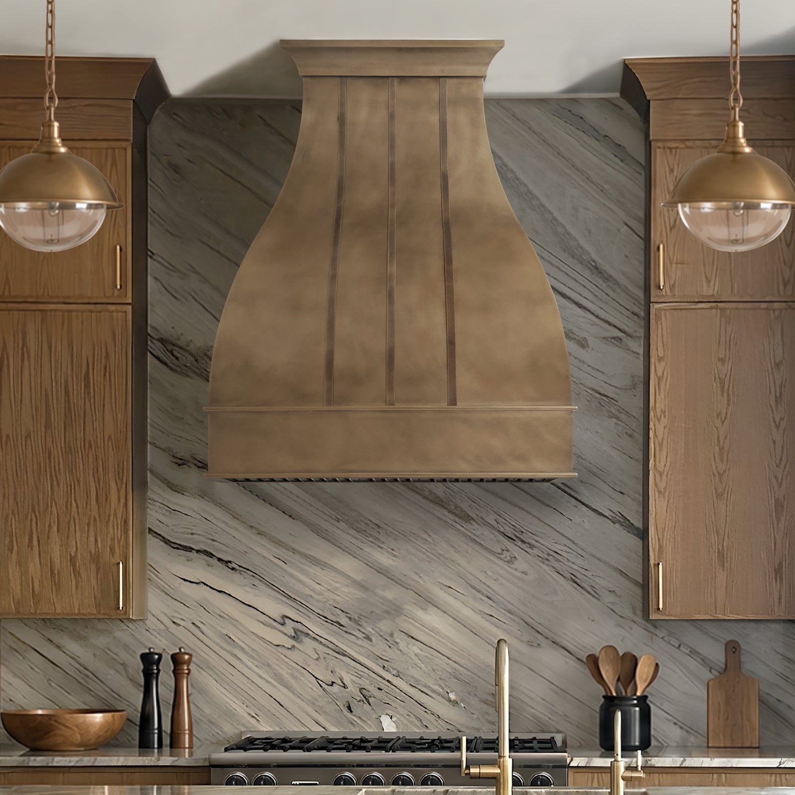 Fobest Custom Bell Brass Range Hood with Straps FSS-698