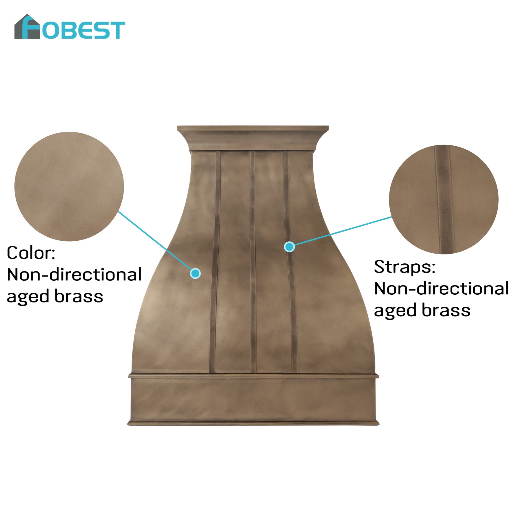 Fobest Custom Bell Brass Range Hood with Straps FSS-698
