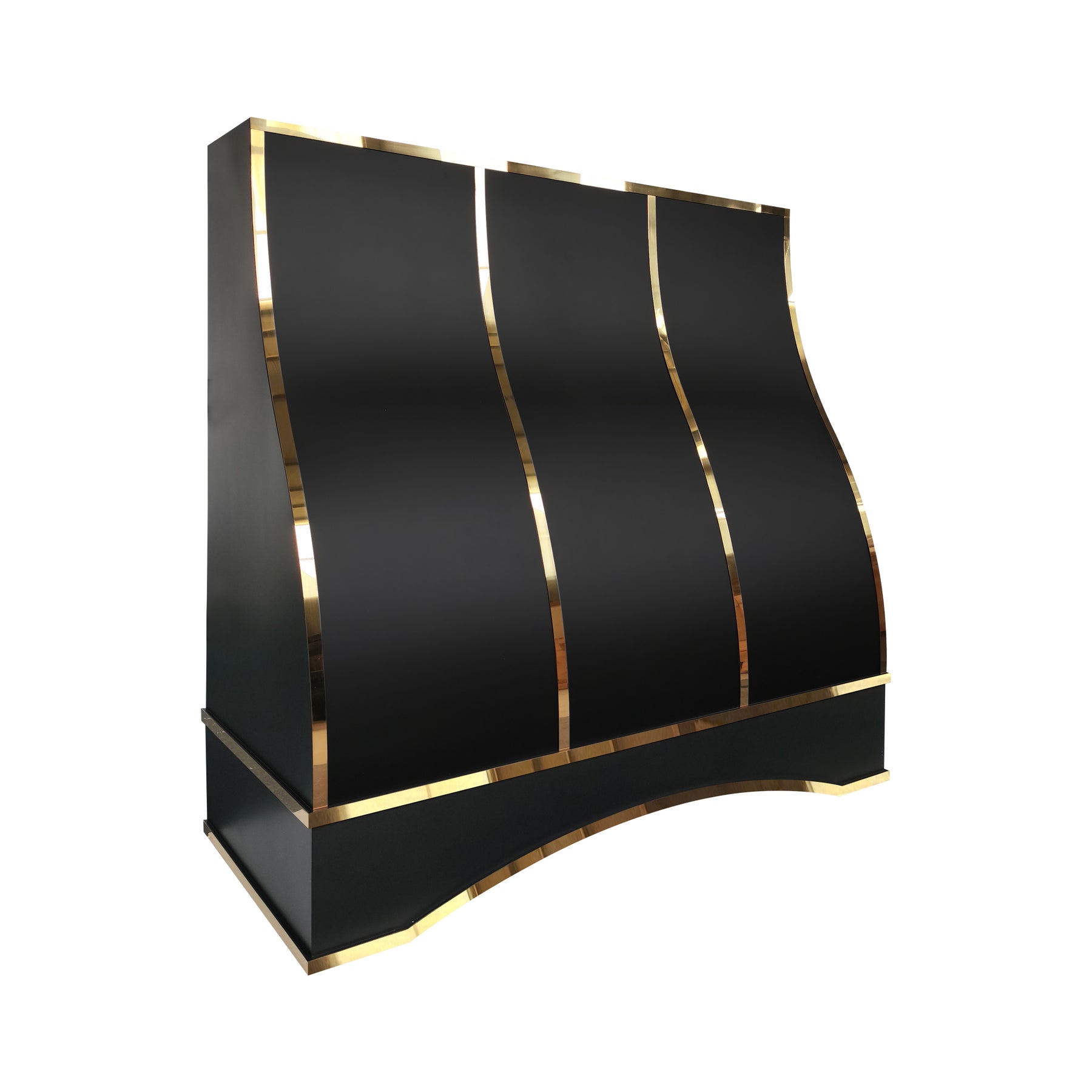 Fobest Custom Black Metal Range Hood with Polished Brass Trim FSS-690