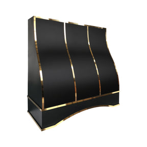 Fobest Custom Black Metal Range Hood with Polished Brass Trim FSS-690