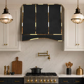 Fobest Custom Black Metal Range Hood with Polished Brass Trim FSS-690
