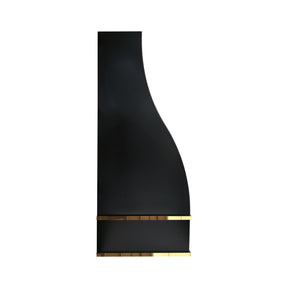 Fobest Custom Black Metal Range Hood with Polished Brass Trim FSS-690