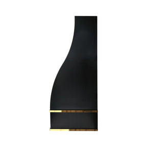 Fobest Custom Black Metal Range Hood with Polished Brass Trim FSS-690