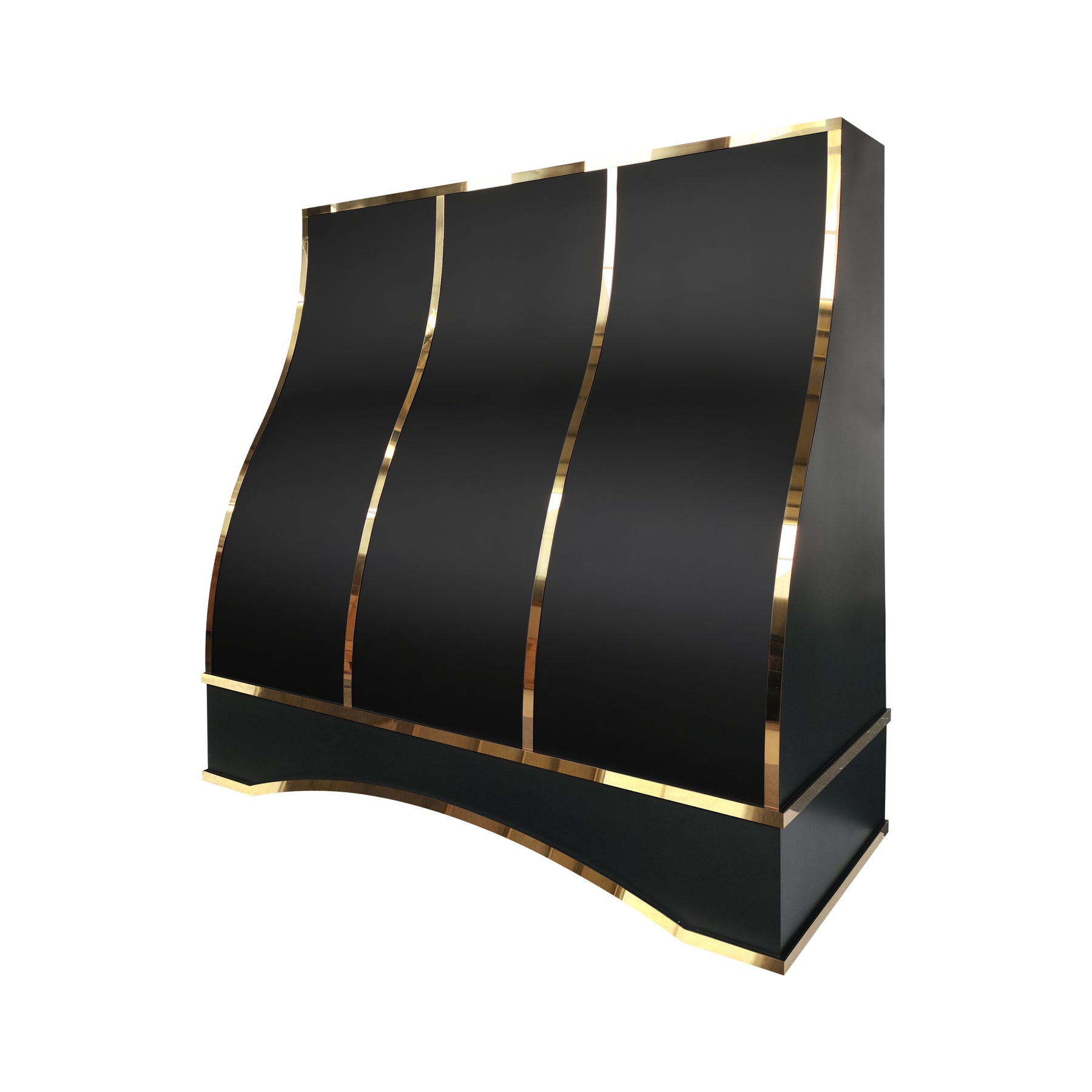 Fobest Custom Black Metal Range Hood with Polished Brass Trim FSS-690