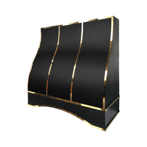 Fobest Custom Black Metal Range Hood with Polished Brass Trim FSS-690
