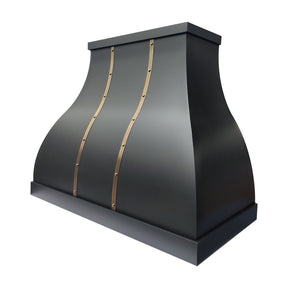 Fobest Custom Black Stainless Steel Range Hood with Aged Brass Accents FSS-583