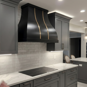 Fobest Custom Black Stainless Steel Range Hood with Aged Brass Accents FSS-583