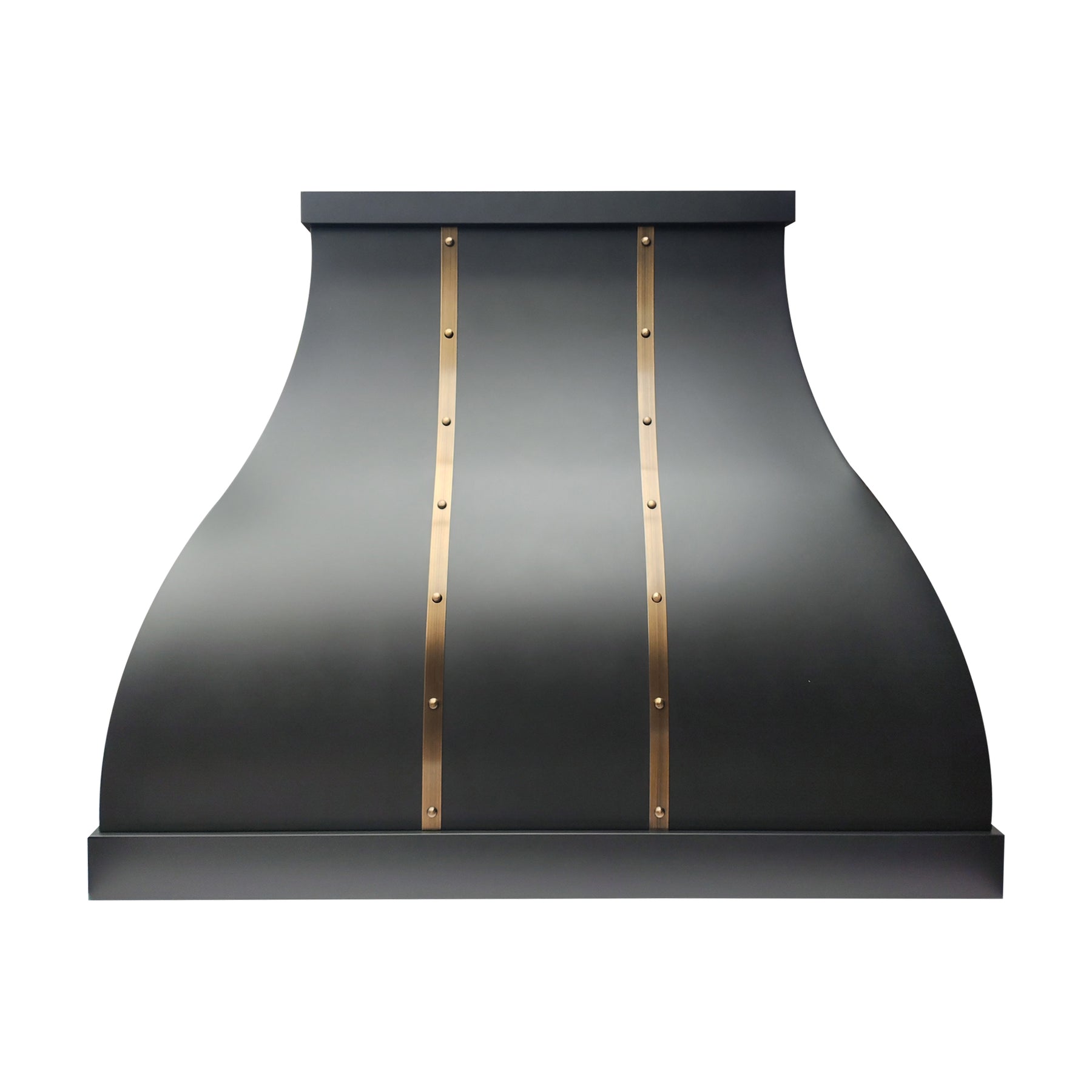 Fobest Custom Black Stainless Steel Range Hood with Aged Brass Accents FSS-583