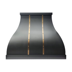 Fobest Custom Black Stainless Steel Range Hood with Aged Brass Accents FSS-583