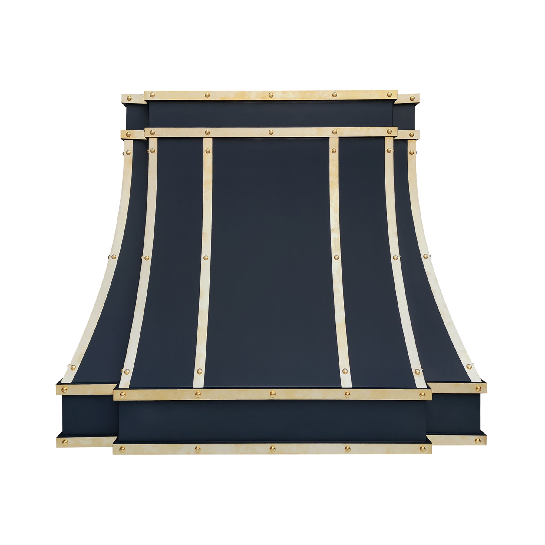 Fobest Custom Black Stainless Steel Range Hood with Unlacquered Brass Strap FSS-605