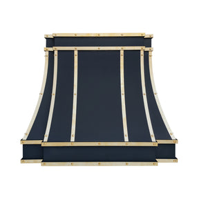 Fobest Custom Black Stainless Steel Range Hood with Unlacquered Brass Strap FSS-605