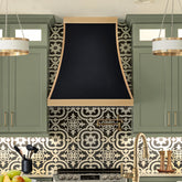 Fobest Custom Black Stainless Steel Range Hood with Brushed Brass Accents FSS-619
