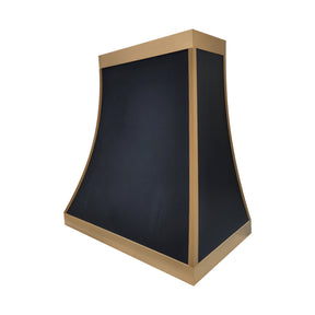 Fobest Custom Black Stainless Steel Range Hood with Brushed Brass Accents FSS-619
